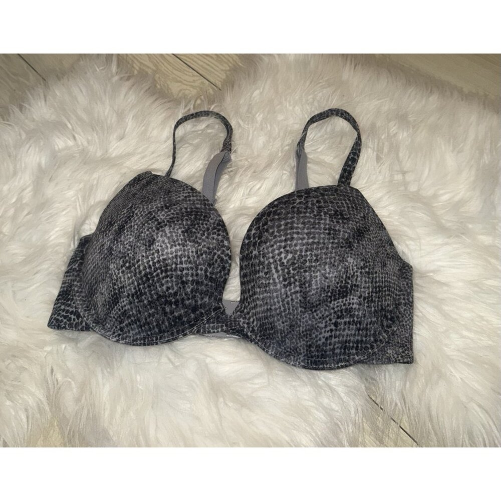 Calvin Klein QF1120 Perfectly Fit Plunge Push-Up Bra UW Snakeskin Print 34D